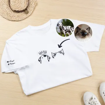 Discover Personalised Embroidered Dog Cat Ear Outline T-shirt Sweatshirt Hoodie with 1-3 Names Pet Party Birthday Christmas Gift for Pet Lovers