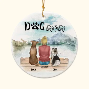 Discover Personalised Dog Mom or Dog Dad Round Ceramic Pendant Ornament Father's Day Christmas Birthday Gift for Dog Lover