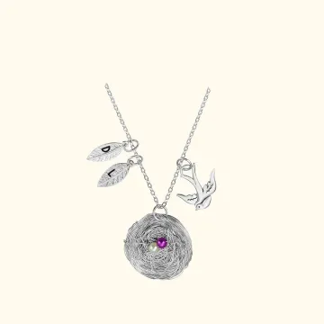 Discover Personalised Bird Nest Family Necklace with Initials for Mom Grandma Gift