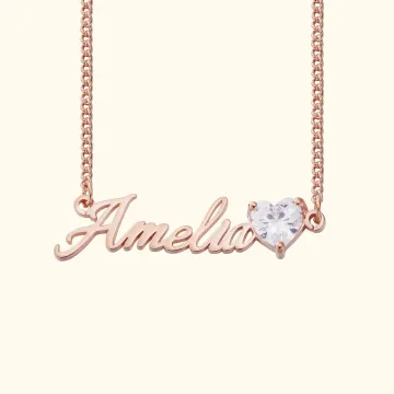 Discover Personalised Minimalism  Heart Birthstone Name Necklace Birthday Anniversary Gift for Women