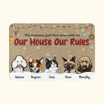 Discover Personalised Our House Our Rules Funny Pet Door Mat Birthday Christmas Gift for Dog Cat Pet Lovers