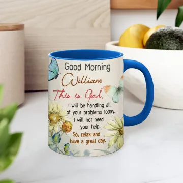 Discover Personalised Good Morning This is God Christian 11oz Ceramic Mug with Name Birthday Religious Inspirational Gift for Women