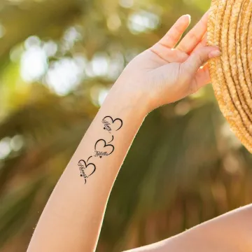 Discover Personalised Waterproof Non-toxicity Heart Set of 3 Temporary Tattoos with 1-5 Names Party Favor Anniversary Gift for Family Friends