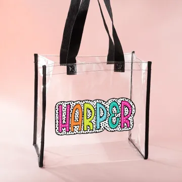 Discover Personalised Dalmatian Dots Waterproof Clear Tote Bag with Name Party Favor Birthday Gift for Women