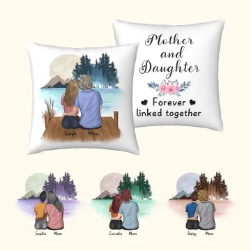 Discover Personalised Mother and Daughter Forever Linked Together Pillow Cover Mother's Day Home Decoration Birthday Anniversary Gift for Mom
