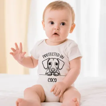 Discover Personalised Cute 1-3 Dog Cat 100% Cotton Baby Bodysuit with Name Christening Gift for Newborns New Parents