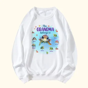 Discover Personalised This Grandma Mom Belongs To 1-7 Cute Turtles Sweatshirt Birthday Family Gift for Kid Mom
