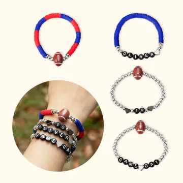 Discover Personalised 4 Pcs Football Game Day Stackable Bracelet Sports Team Jewellery Gift for Football Fans Football Mom