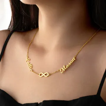 Discover Personalised Minimalist Infinity 1-6 Family Nameplates Necklace Jewellery Birthday Anniversary Mother's Day Gift for Women Girls
