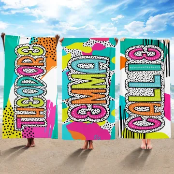 Discover Personalised Colourful Dalmatian Dot Quick Dry Oversized Microfiber Beach Towel with Name Beach Party Essential Birthday Gift for Women Girls Boys