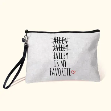 Discover Personalised Favorite Child Linen Wristlet Makeup Bag with Names Funny Birthday Gift for Mom Grandma