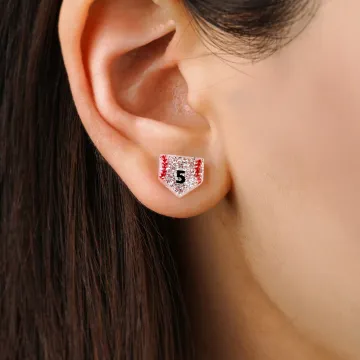 Discover Personalised Glitter Baseball Softball Sports Stud Earrings with Numbers Birthday Anniversary Game Day Gift for Cheer Mom Sports Fans