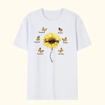 Discover Personalised Birth Flower T-shirt Sweatshirt with 1-9 Butterflies and Names Multicolour Available Mother's Day Birthday Gift for Mom Grandma