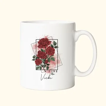 Discover Personalised Watercolour Birth Flower Bouquet 11oz Ceramic Mug with Name Birthday Mother's Day Gift for Woman