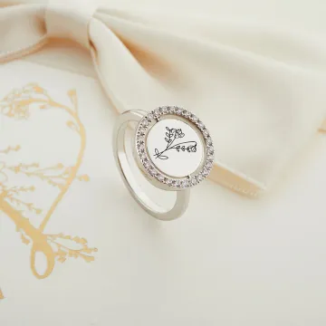 Discover Personalised Engraved 2-5 Birth Flowers Bouquet Unzip Reversible Ring Adorned with Zircon Mother's Day Birthday Gift for Women