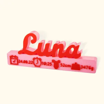 Discover Personalised 3D Printing Birth Announcement Home Decor for Newborn Gift