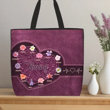 Discover Personalised Retro Birth Flower Large Capacity Waterproof Tote Bag with Name and Title Mother's Day Birthday Anniversary Gift for Women Mom Grandma