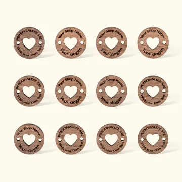 Discover Personalised Clothing Labels Knitting Projects Walnut Tags with Heart Cut-Out Gift for Mother Grandma Knitting Crocheting Lovers