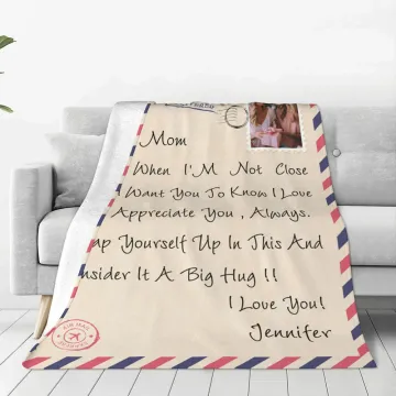 Discover Personalised Photo Letter Blanket with Name Text Birthday Long Distance Gift for Mom Friend