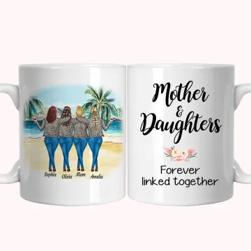 Discover Personalised Mother and Daughter Forever Linked Together Beach Holiday Design White Ceramic Mug Mom Gifts