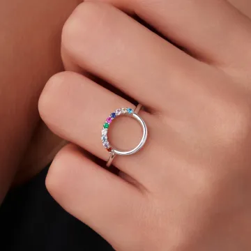 Discover Personalised 1-10 Family Birthstones Reunion Circle Women Ring Dainty Jewellery Mother's Day Anniversary Gift for Mom Grandma
