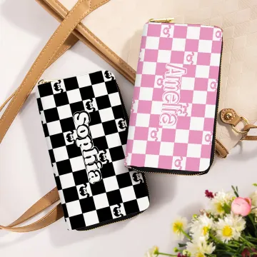 Discover Personalised Cartoon Marsupilami Checkerboard Pattern Hand Wallet Handbag with Name and Zipper Birthday Christmas Gift for Her | Callie × Marsupilami®