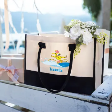 Discover Personalised Cartoon Long-Tailed Leopard Marsupilami Large Tote Bag with Name Travel Essentials Birthday Gift for Her  | Callie × Marsupilami®