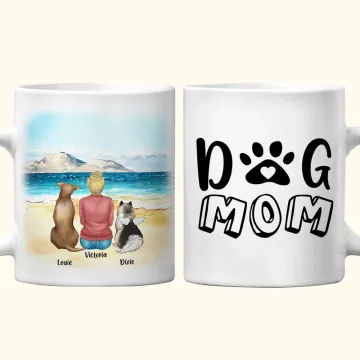 Discover Personalised Dog Mom/Dad White and Colour Inside Ceramic Mug with Name 11 oz and 15 oz Father's Day Gift for Dog Lovers