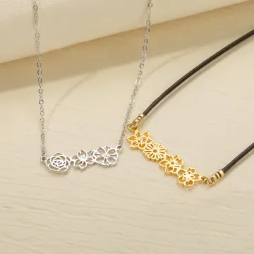 Discover Personalised Dainty 1-8 Birth Flowers Necklace Family Jewellery Mother's Day Birthday Anniversary Gift for Women