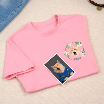 Discover Personalised Pet Face Photo Birth Flower Soft T-shirt Sweatshirt Hoodie with Embroidered Name Birthday Christmas Gift for Pet Lovers