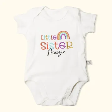 Discover Personalised 100% Cotton Embroidered Printing Rainbow Unisex T-shirt and Onesie Set with Name Matching Set Birthday Gift for New Mother Children