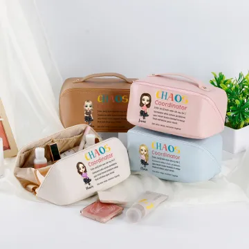 Discover Personalised Chaos Coordinator Cartoon Leather Wide Opening Makeup Bag with Name Portable Travel Accessories Birthday Appreciation Gift for Women