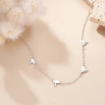 Discover Personalised Dainty 1-5 Heart Pendants Necklace Family Jewellery with Engraved Name Anniversary Birthday Mother's Day Gift for Women