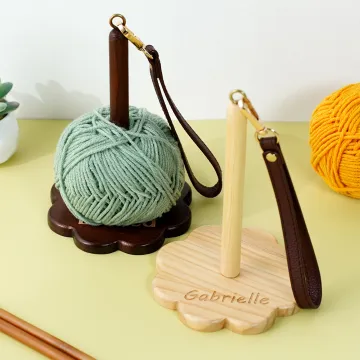 Discover Personalised Retro Style Name Wooden Yarn Spinner with Wristband and Strap Home Decor Birthday Gift for Mother Grandmother Craft Lovers