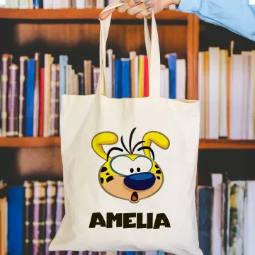 Discover Personalised Cartoon Marsupilami Reusable Canvas Bag with Name Shopping Use Mother's Day Birthday Gift for Women | Callie × Marsupilami®