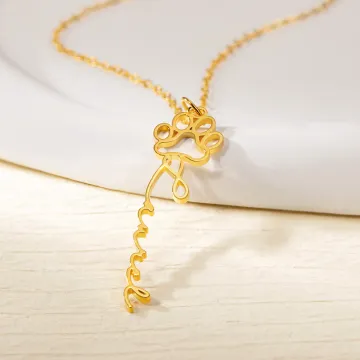 Discover Personalised Cute Dog Paw Necklace with Name Dainty Jewellery Anniversary Birthday Gift for Women Pet Lovers