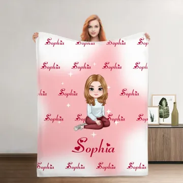 Discover Personalised Cute Cartoon Character Multicolor Star Soft Throw Blanket with Name Home Decor Birthday Christmas Gift for Family Friends Kids