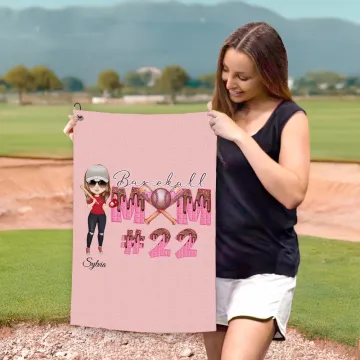 Discover Personalised Ice Cream Dripping Baseball Mom Towel with Name and Number Portable Birthday Sport Accessories Gift for Baseball Sport Lovers