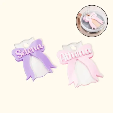 Discover Personalised Coquette Bow Tumbler Name Tag Lid Topper for 20oz to 40oz Stanley Tumbler Cup Accessory Birthday Gift for Her