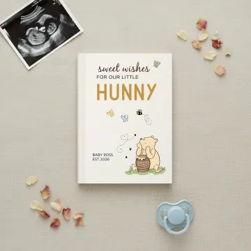 Discover Personalized Classic Winnie the Pooh Sweet Wishes for Our Little Hunny Guestbook with Name and Year Baby Shower Gift for New Parents