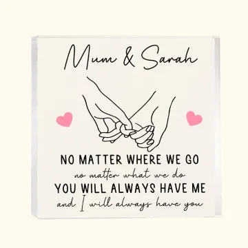 Discover Personalised Mum and Daughter Holding Hands Acrylic Plaque with Text Mother's Day Birthday Gift for Mummy