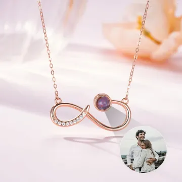 Discover Personalised Simplicity Infinity Symbol Photo Projection Necklace Anniversary Birthday Mother's Day Gift for Women