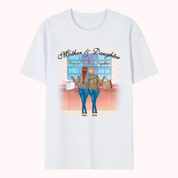 Discover Personalised Mother and Daughter Eternal Love Shop Window T-shirt Birthday Travel
