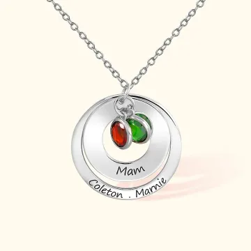 Discover Personalised Forever Circle Design Children Birthstones with Names Necklace Mother's Day Birthday Thanksgiving Day Gift for Mom Grandma