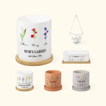 Discover Personalised Mama/Grandma Garden Flower Pot With Birth Stone, Gift for Grandmom/Mom, Gift for Garden Lovers