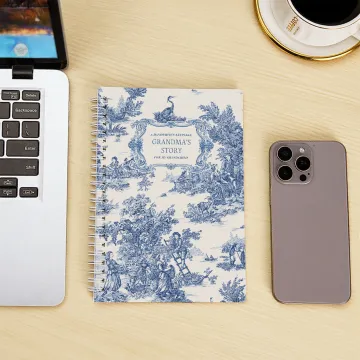 Discover Personalised Grandma's Story Toile De Jouy A5 Spiral Notebook with Text Daily Use Anniversary Birthday Gift for Mother and Grandmother