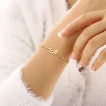 Discover Personalised Dainty Butterfly Bracelet with Birthstone Birthday Christmas Gift for Women