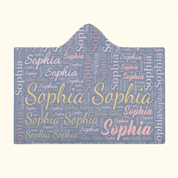 Discover Personalised Colourful Word Cloud Hooded Blanket with Name Birthday Anniversary Gift for Men Women Kids