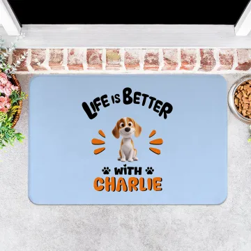 Discover Personalised 1-3 Cute 3D Cartoon Dogs Durable Non-Slip Doormat with Name and Title Birthday Adoption Anniversary Gift for Dog Moms Pet Lovers