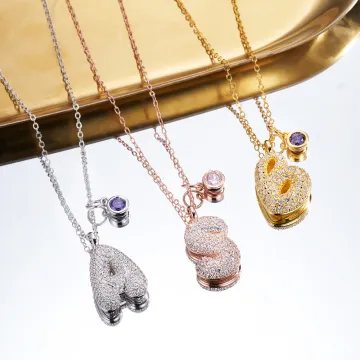 Discover Personalised Pave Zircon 3D Puff Letter Initial Pendant Necklace with Birthstone Dainty Jewellery Birthday Anniversary Gift for Women